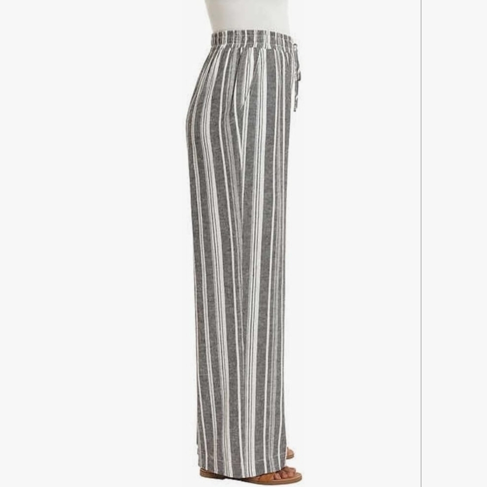 NWOT, Briggs, Women's Linen Blend Pant, Grey/White Stripe, Size: Medium - Picture 2 of 11